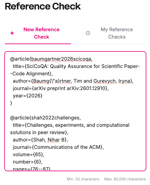 Example input copied from a LaTeX .bib file